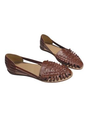 Nisolo Huarache Sandal Brandy Brown Woven Leather Flat Shoes Womens 11